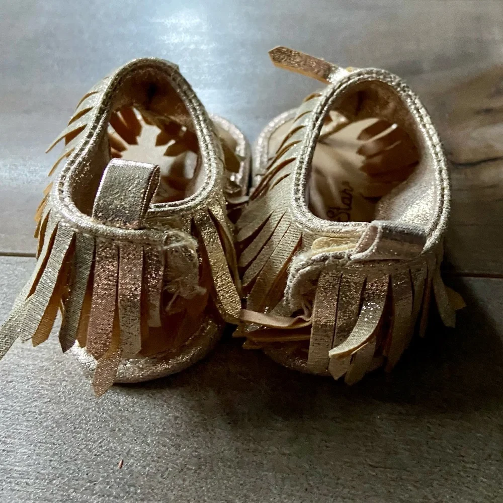 Rising Star Gold Metallic Fringe Boho Sandal